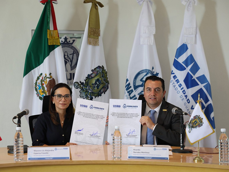 Firma de convenio entre la UVEG y la Secretaría de Derechos Humanos del Estado de Guanajuato